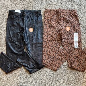 2 - NWT Jumping Beans girls size 6 Black sparkly and Brown Leopard Leggings
